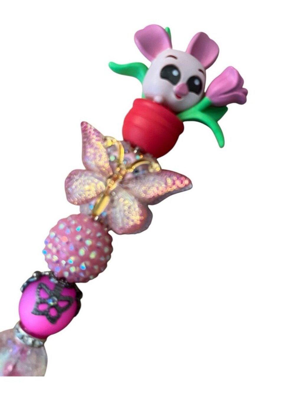 Winnie The Pooh Piglet Flower Pot Doorables Butterfly Beaded Pen Handmade New
